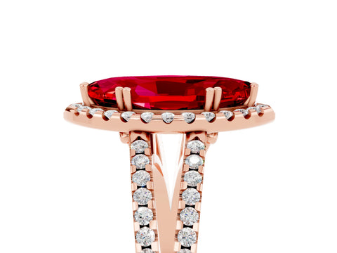 Rose gold Marquise Cut Ruby Halo Split Shank Engagement Ring_17