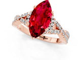 Rose gold Marquise Cut Ruby  Halo Twist Band Solitaire Prong Setting Ring_25