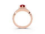 Rose gold Marquise Cut Ruby  Halo Twist Band Solitaire Prong Setting Ring_27