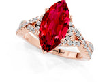 Rose gold Marquise Cut Ruby  Halo Twist Band Solitaire Prong Setting Ring_43