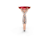 Rose gold Marquise Cut Ruby  Halo Twist Band Solitaire Prong Setting Ring_44