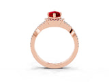Rose gold Marquise Cut Ruby  Halo Twist Band Solitaire Prong Setting Ring_45