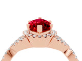 Rose gold Marquise Cut Ruby  Halo Twist Band Solitaire Prong Setting Ring_46