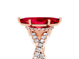 Rose gold Marquise Cut Ruby  Halo Twist Band Solitaire Prong Setting Ring_47