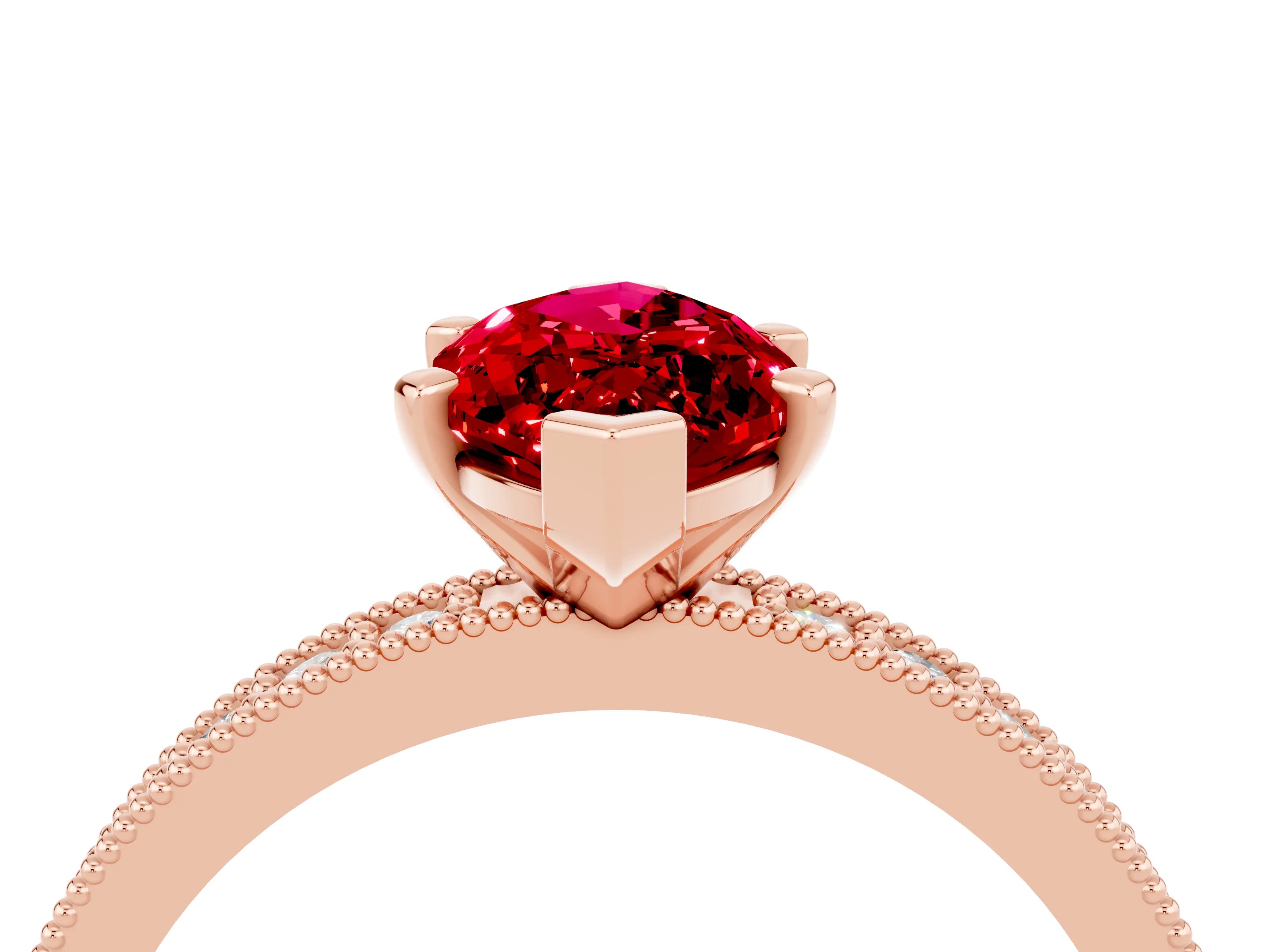 Rose gold Marquise Cut Ruby Milgrain Pavé Engagement Ring with Four-Prong Setting_4