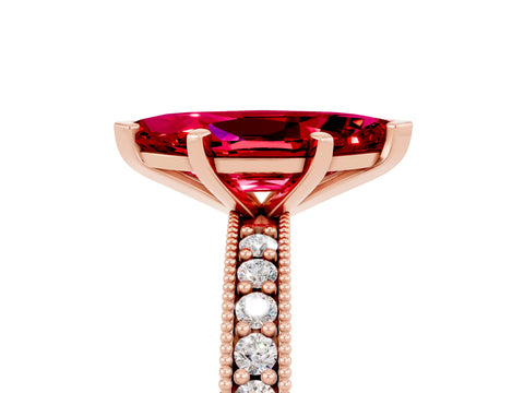 Rose gold Marquise Cut Ruby Milgrain Pavé Engagement Ring with Four-Prong Setting_5