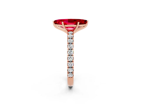 Rose gold Marquise Cut Ruby Pavé Solitaire Engagement Ring with Four-Prong Setting_14