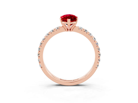 Rose gold Marquise Cut Ruby Pavé Solitaire Engagement Ring with Four-Prong Setting_15