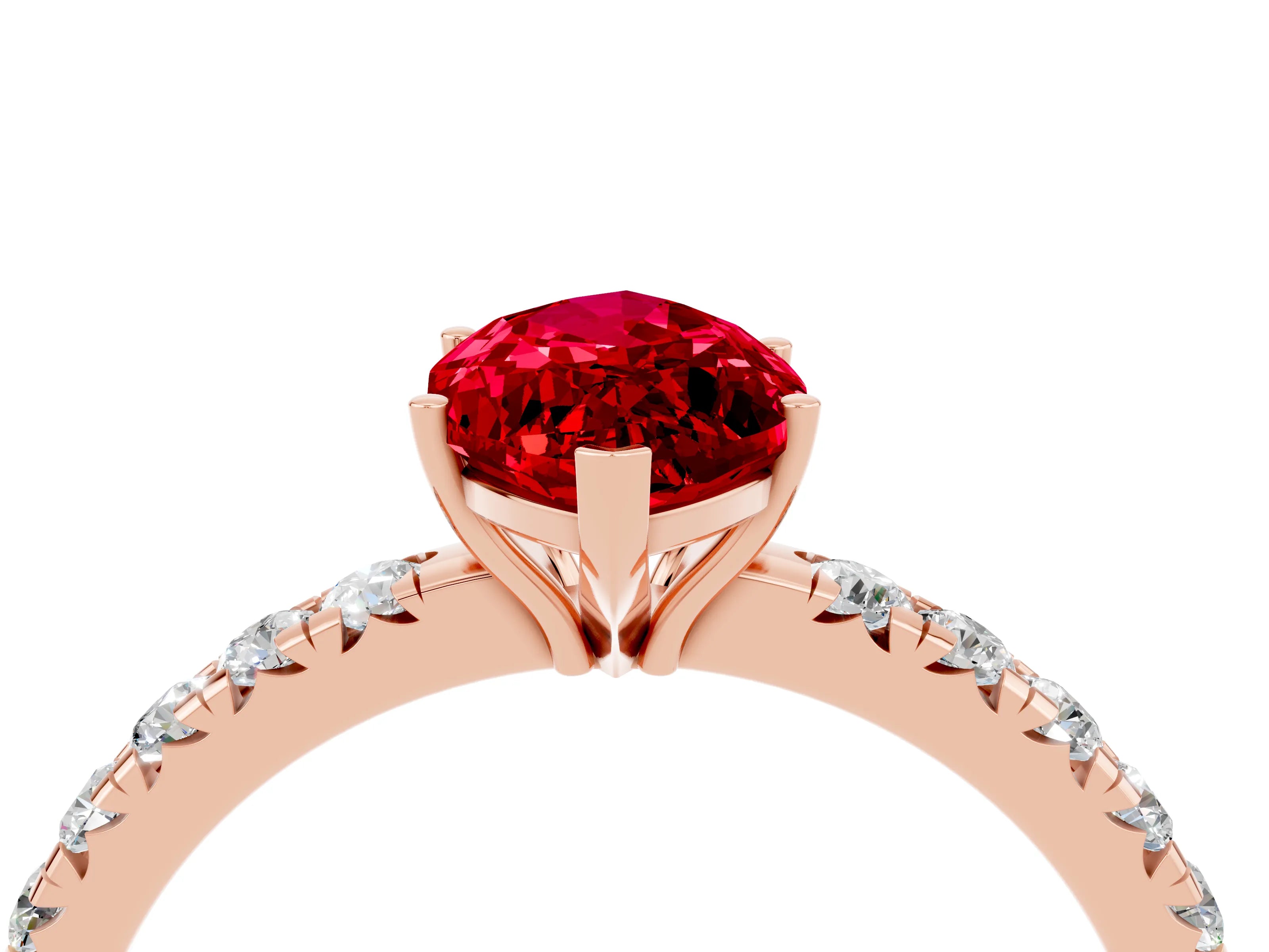 Rose gold Marquise Cut Ruby Pavé Solitaire Engagement Ring with Four-Prong Setting_16