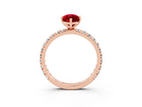 Rose gold Marquise Cut Ruby Pavé Solitaire Ring with Round Band and Prong Setting_27