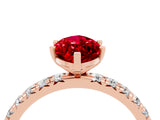 Rose gold Marquise Cut Ruby Pavé Solitaire Ring with Round Band and Prong Setting_28