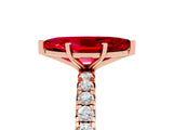 Rose gold Marquise Cut Ruby Pavé Solitaire Ring with Round Band and Prong Setting_29
