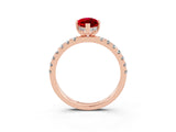 Rose gold Marquise Cut Ruby Pave Band Solitaire Ring with Four-Prong Setting_27