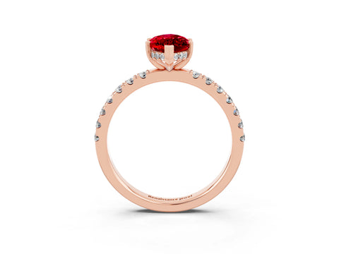 Rose gold Marquise Cut Ruby Pave Band Solitaire Ring with Four-Prong Setting_27
