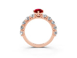 Rose gold Marquise Cut Ruby Prong Setting with Side Stones on a Pave Band_3