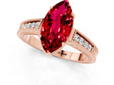 Rose gold Marquise Cut Ruby Ring with Milgrain Pavé Band and Four-Prong Setting_13