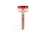 Rose gold Marquise Cut Ruby Ring with Milgrain Pavé Band and Four-Prong Setting_14