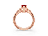 Rose gold Marquise Cut Ruby Ring with Milgrain Pavé Band and Four-Prong Setting_15