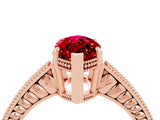 Rose gold Marquise Cut Ruby Ring with Milgrain Pavé Band and Four-Prong Setting_16