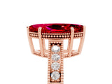 Rose gold Marquise Cut Ruby Ring with Milgrain Pavé Band and Four-Prong Setting_17