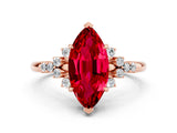 Rose gold Marquise Cut Ruby Ring with Side Stones and Four-Prong Setting_36