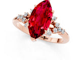 Rose gold Marquise Cut Ruby Ring with Side Stones and Four-Prong Setting_37