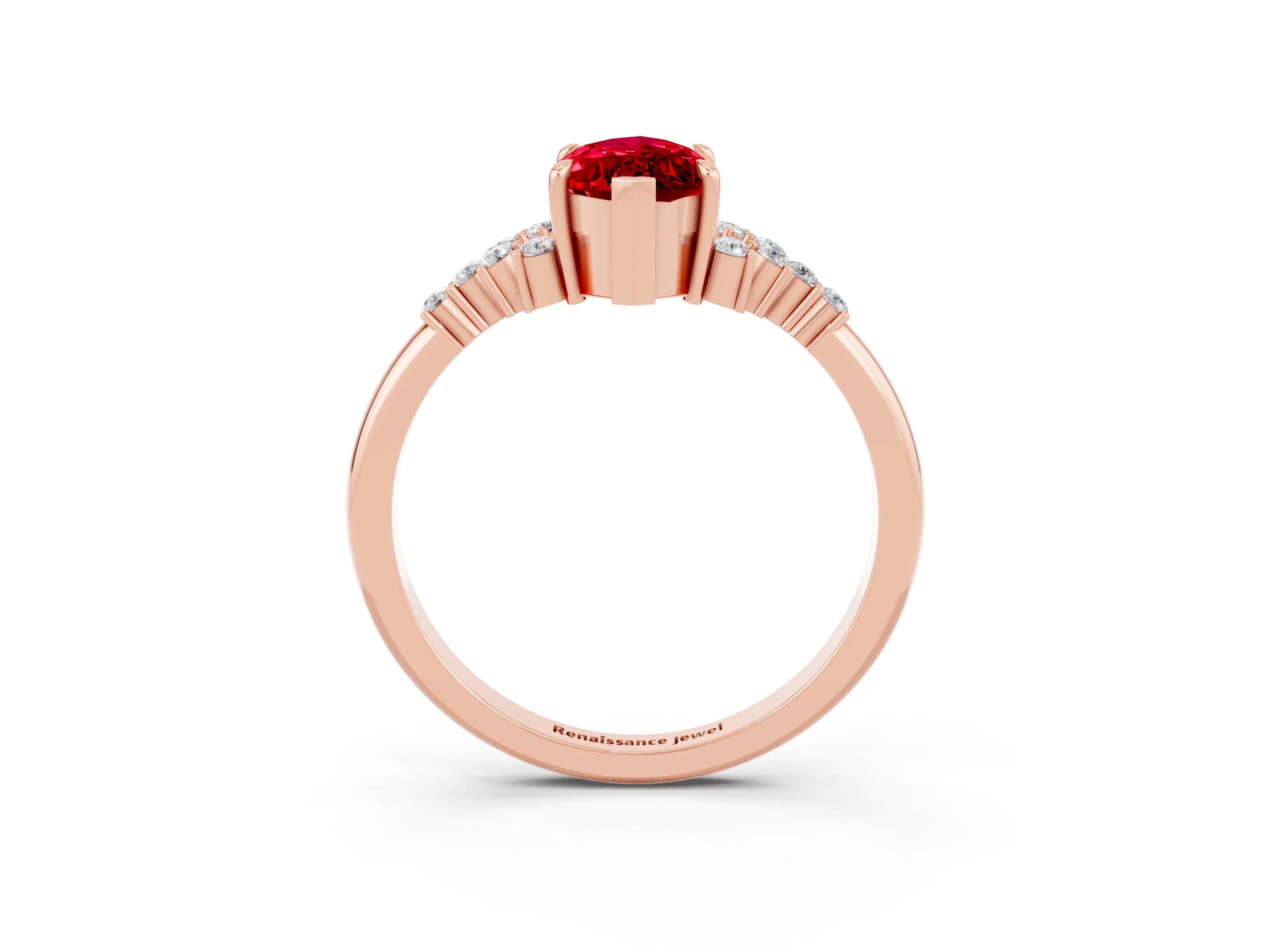Rose gold Marquise Cut Ruby Ring with Side Stones and Four-Prong Setting_39