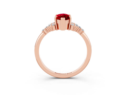 Rose gold Marquise Cut Ruby Ring with Side Stones and Four-Prong Setting_39