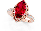 Rose gold Marquise Cut Ruby Scalloped Halo Engagement Ring with Round Shared Prong Band_13