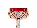Rose gold Marquise Cut Ruby Scalloped Halo Engagement Ring with Round Shared Prong Band_17