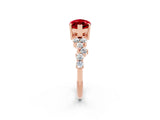 Rose gold Marquise Cut Ruby Scattered Round Accent Ring with Prong Setting_14