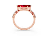 Rose gold Marquise Cut Ruby Scattered Round Accent Ring with Prong Setting_15