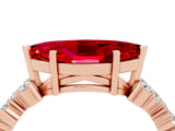 Rose gold Marquise Cut Ruby Scattered Round Accent Ring with Prong Setting_16
