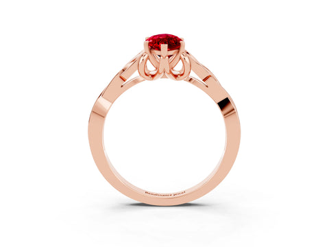 Rose gold Marquise Cut Ruby Solitaire Celtic Knot Ring with Four-Prong Setting_15