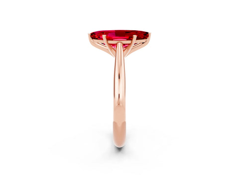Rose gold Marquise Cut Ruby Solitaire Engagement Ring with Cathedral Setting and Four-Prong Mount_14
