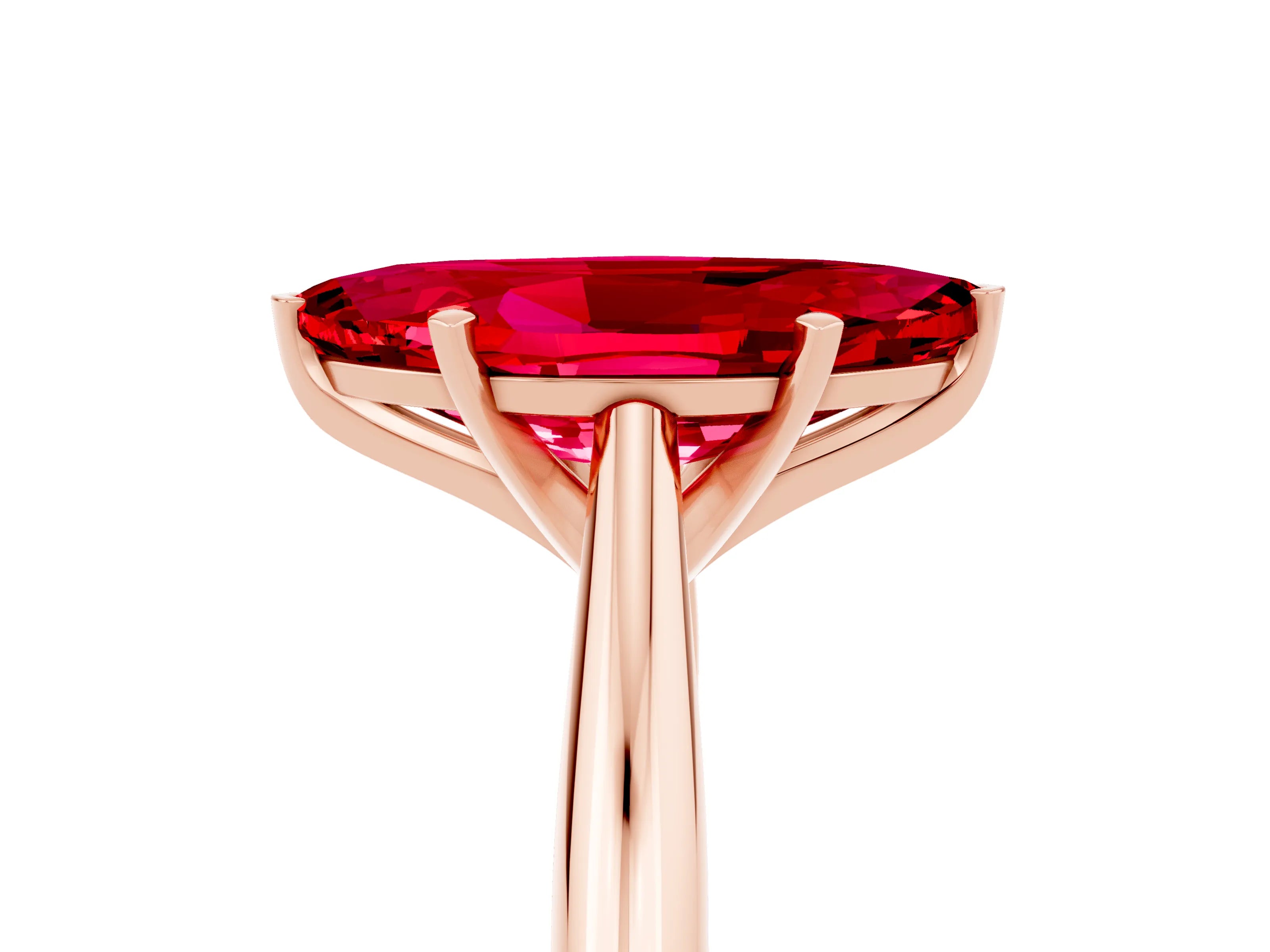 Rose gold Marquise Cut Ruby Solitaire Engagement Ring with Cathedral Setting and Four-Prong Mount_17