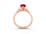 Rose gold Marquise Cut Ruby Solitaire Engagement Ring with Cathedral Setting and Four-Prong Mount_27