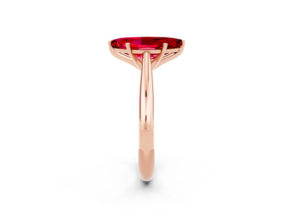 Rose gold Marquise Cut Ruby Solitaire Engagement Ring with Cathedral Setting and Four-Prong Mount