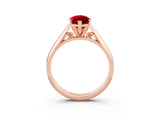 Rose gold Marquise Cut Ruby Solitaire Engagement Ring with Cathedral Setting and Four-Prong Mount_75
