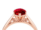 Rose gold Marquise Cut Ruby Solitaire Engagement Ring with Cathedral Setting and Four-Prong Mount_76