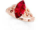 Rose gold Marquise Cut Ruby Solitaire Engagement Ring with Celtic Knot Band and Four-Prong Setting_1