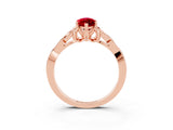 Rose gold Marquise Cut Ruby Solitaire Engagement Ring with Celtic Knot Band and Four-Prong Setting_3