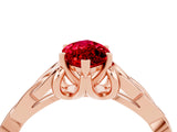 Rose gold Marquise Cut Ruby Solitaire Engagement Ring with Celtic Knot Band and Four-Prong Setting_4