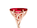 Rose gold Marquise Cut Ruby Solitaire Engagement Ring with Celtic Knot Band and Four-Prong Setting_5