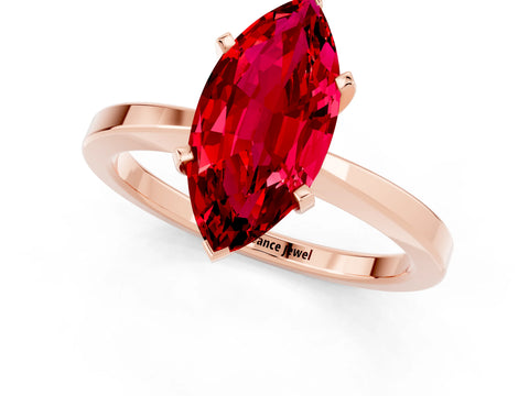 Rose gold Marquise Cut Ruby Solitaire Engagement Ring with Classic Band and Four-Prong Setting_45