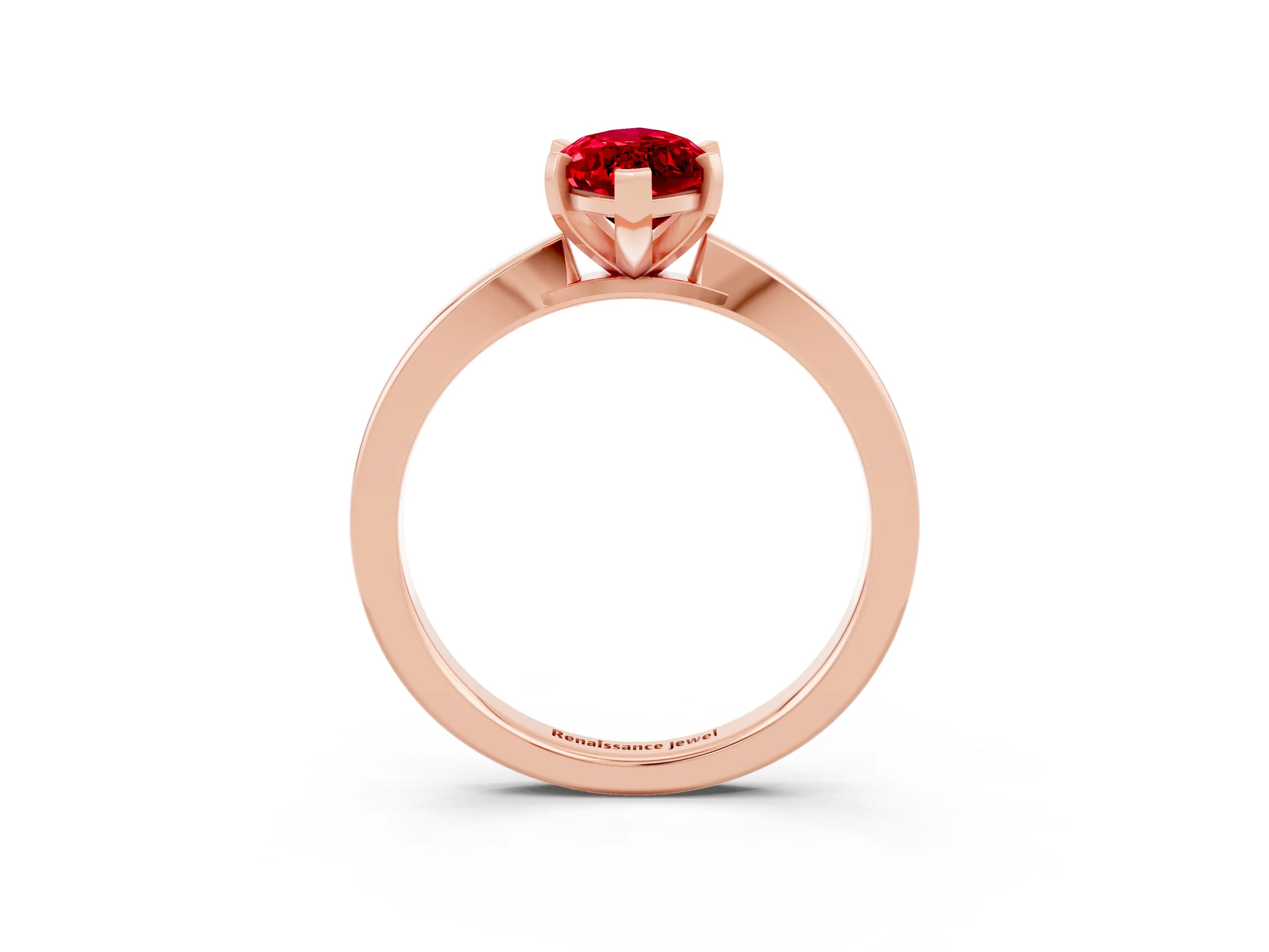 Rose gold Marquise Cut Ruby Solitaire Engagement Ring with Classic Band and Four-Prong Setting_47