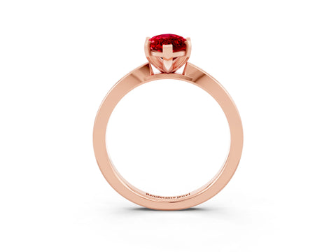 Rose gold Marquise Cut Ruby Solitaire Engagement Ring with Classic Band and Four-Prong Setting_47