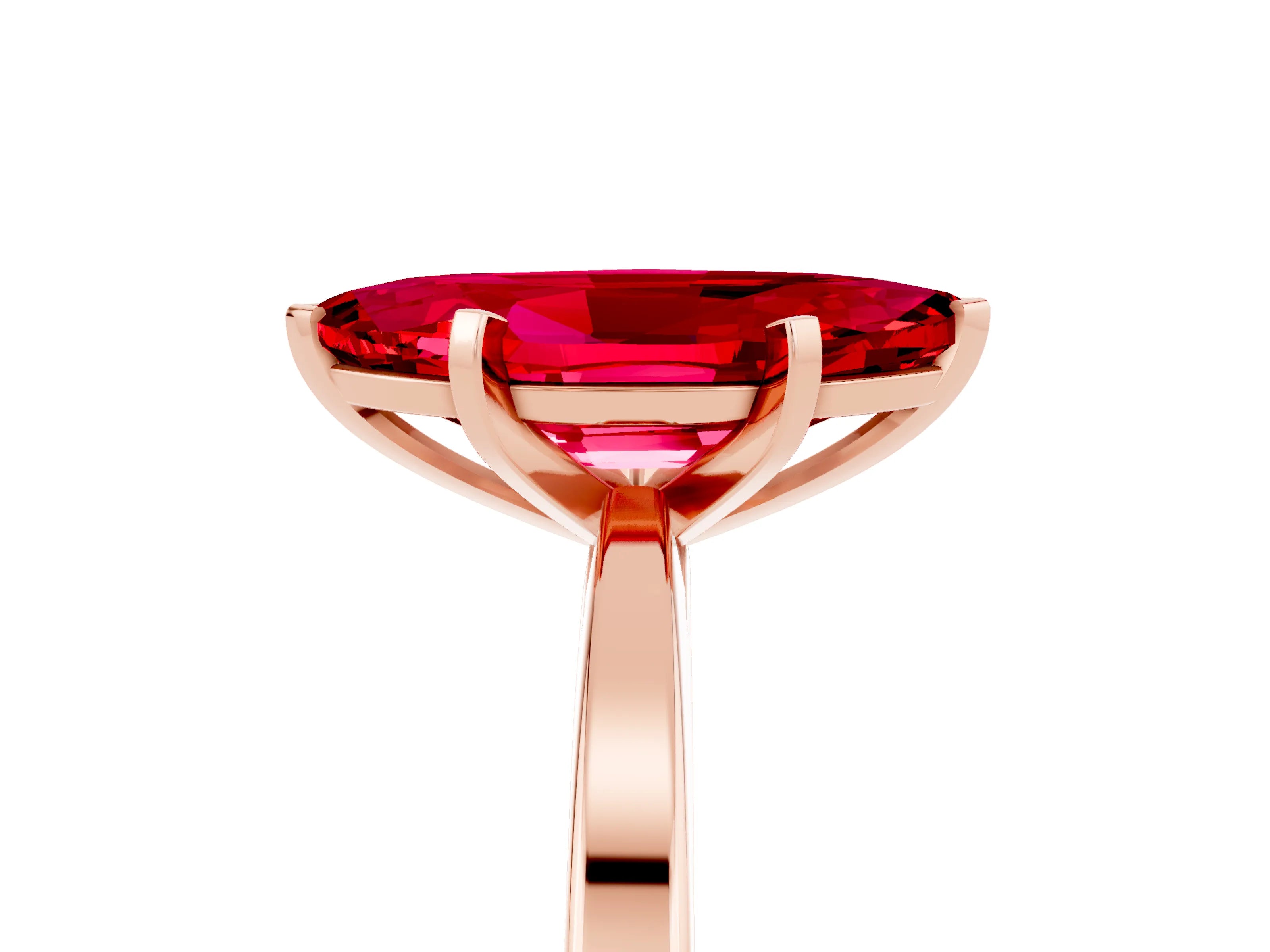Rose gold Marquise Cut Ruby Solitaire Engagement Ring with Classic Band and Four-Prong Setting_49