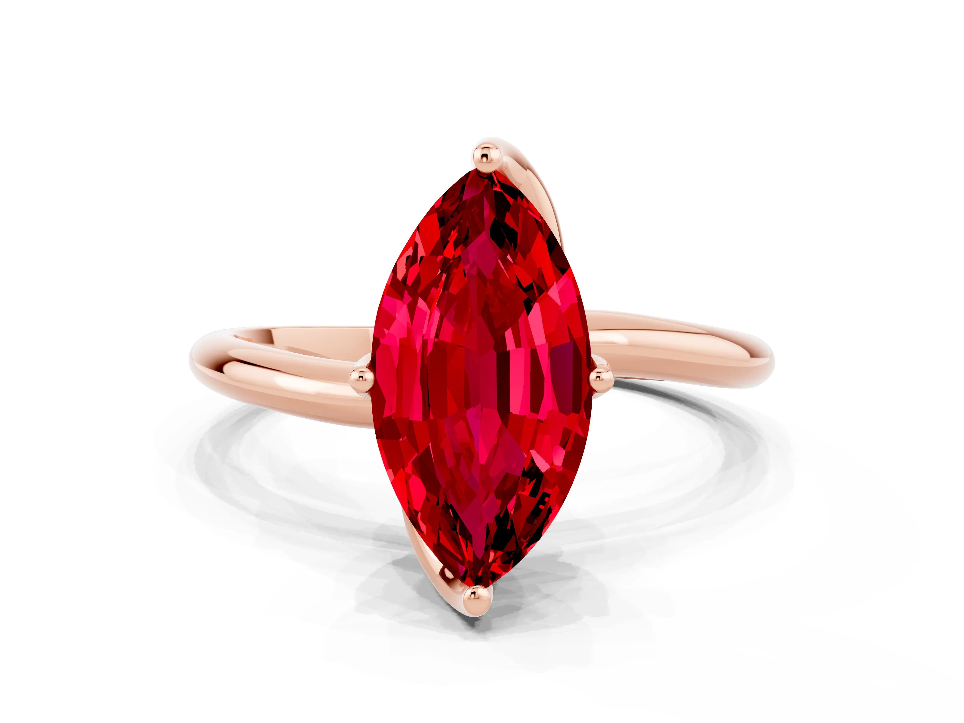 Rose gold Marquise Cut Ruby Solitaire Engagement Ring with Four-Prong Setting and Classic Band_12
