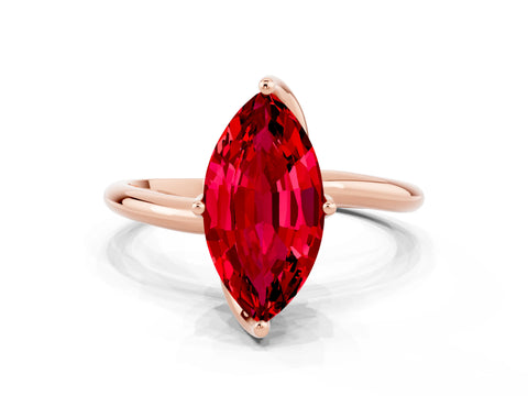 Rose gold Marquise Cut Ruby Solitaire Engagement Ring with Four-Prong Setting and Classic Band_12